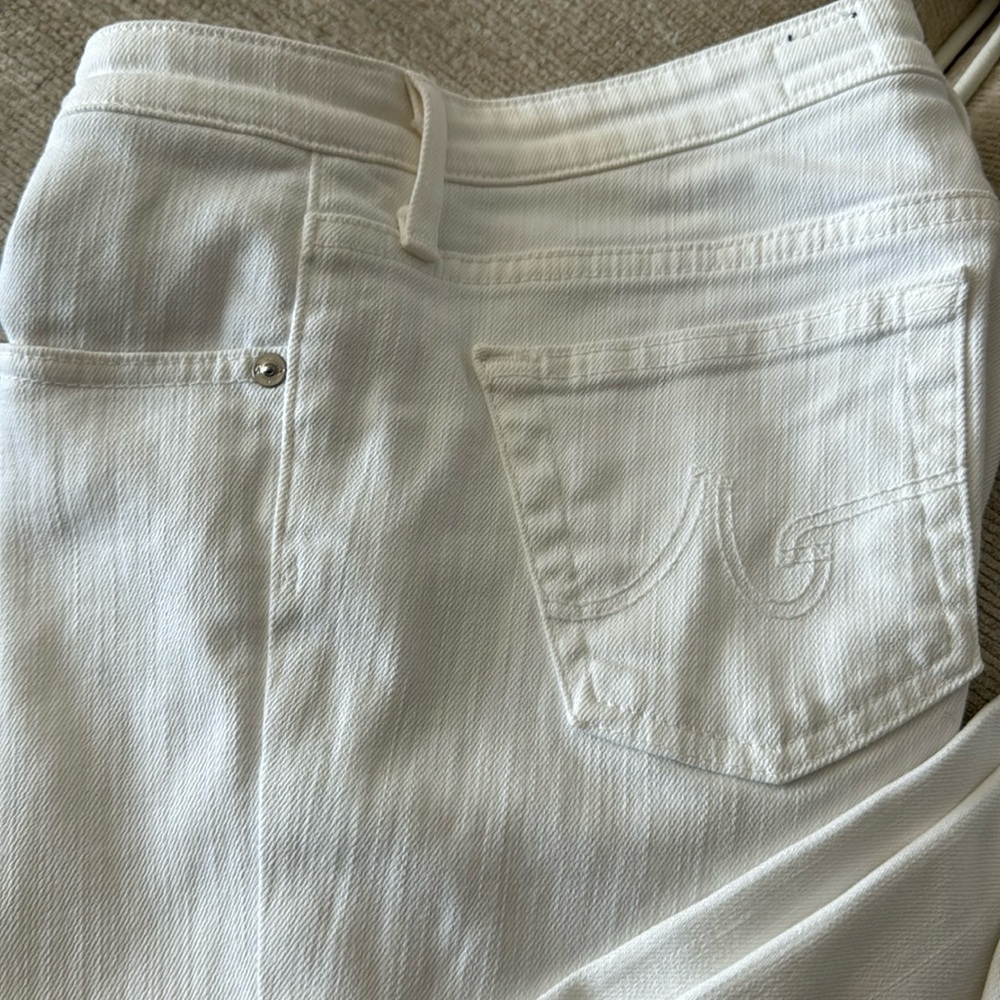 White AG slim boot cut jeans